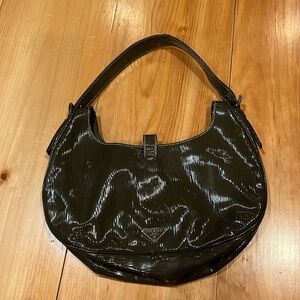 Prada olive green patent leather purse
